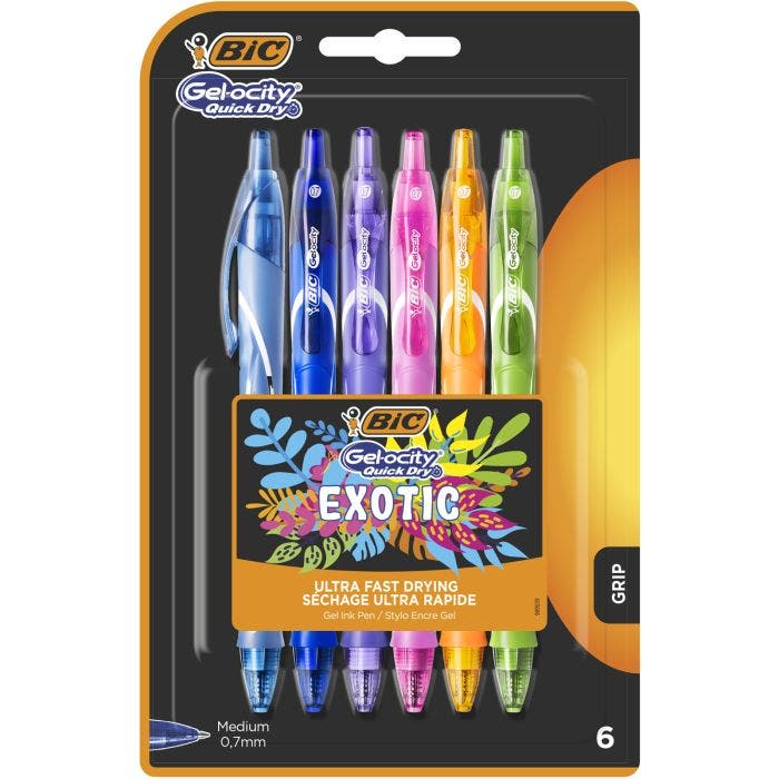 0.7 mm Assorted Colours pack Bic Gel-ocity Quick Dry Gel Ink Pens Medium Tip 